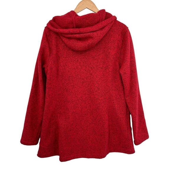 Lands End red fleece full zip long length jacket size large cozy and soft - Picture 3 of 6